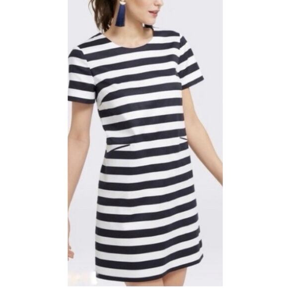 Draper James Dress Women 6 A-line Shift With Stretch, Navy White Stripe Perfect! - Picture 14 of 16
